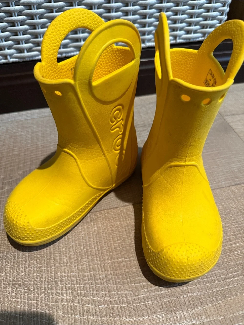 CROCS Kids' Sunny Yellow Handle Rain Boot